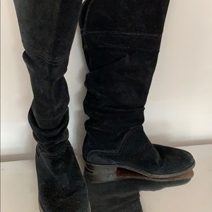 Frye slouchy black suede boots 6